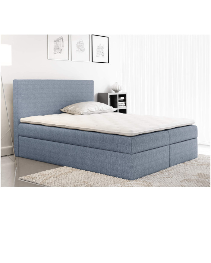 Łóżko kontynentalne Madera 140x200, tapicerowane, materac, topper-1