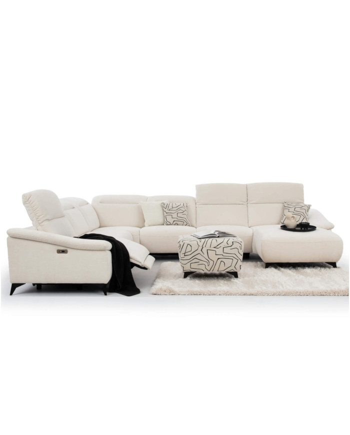 Narożnik Gappa 1B REC+ 1REC+R+1+1+OB, regulowane zagłówki, 2 reclinery, Stagra