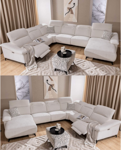 Narożnik Gappa 1B REC+ 1REC+R+1+1+OB, regulowane zagłówki, 2 reclinery, Stagra