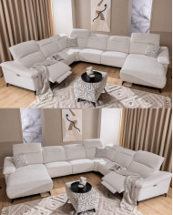 Narożnik Gappa 1B REC+ 1REC+R+1+1+OB, regulowane zagłówki, 2 reclinery, Stagra