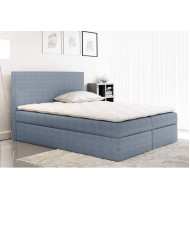 Łóżko kontynentalne Madera 200x200, tapicerowane, materac, topper-1