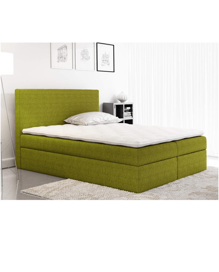 Łóżko kontynentalne Madera 200x200, tapicerowane, materac, topper-4
