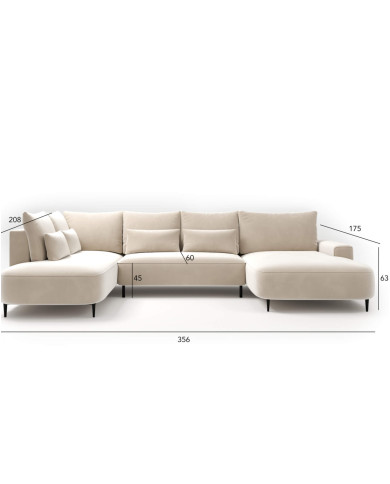 Narożnik Bizante U-form, funkcja spania, pojemnik, COMFORTEO