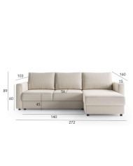 Narożnik Delanto Otwarty, włoska funkcja spania, pojemnik, COMFORTEO