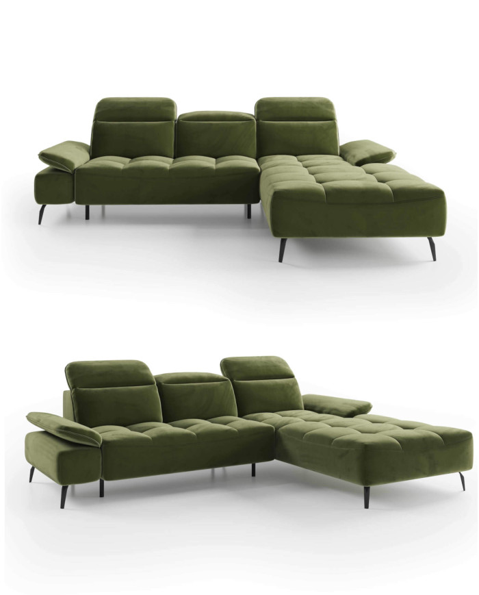 Narożnik Manson, elektryczny wysuw siedziska, regulowane zagłówki i podłokietniki, COMFORTEO