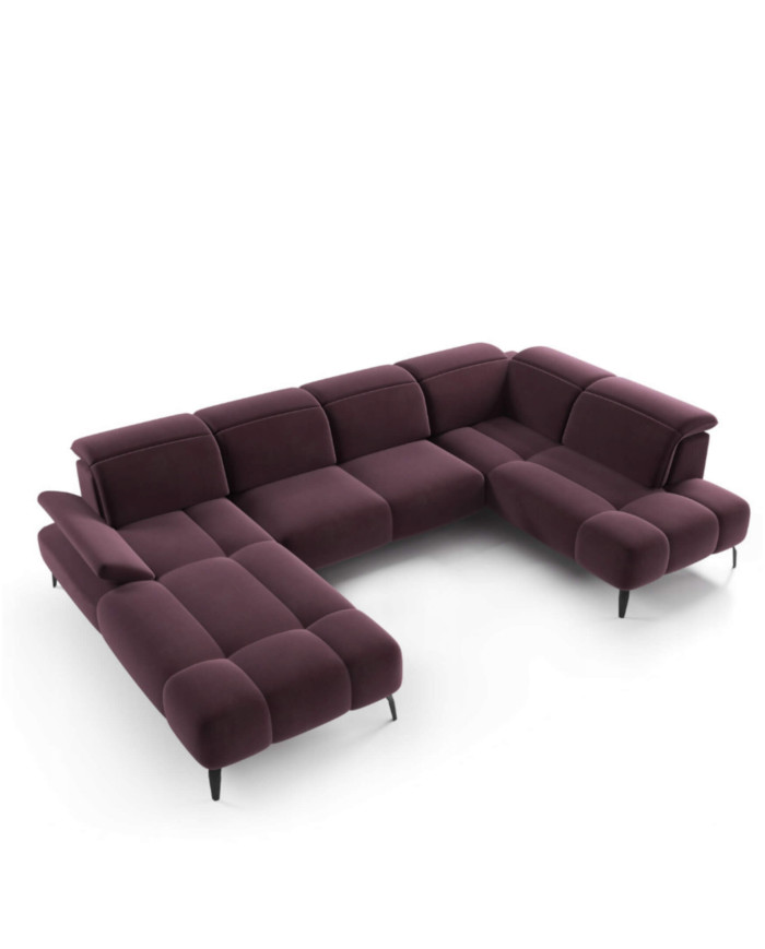 Narożnik Manson U-form, elektryczny wysuw siedziska, regulowane zagłówki i podłokietniki, COMFORTEO