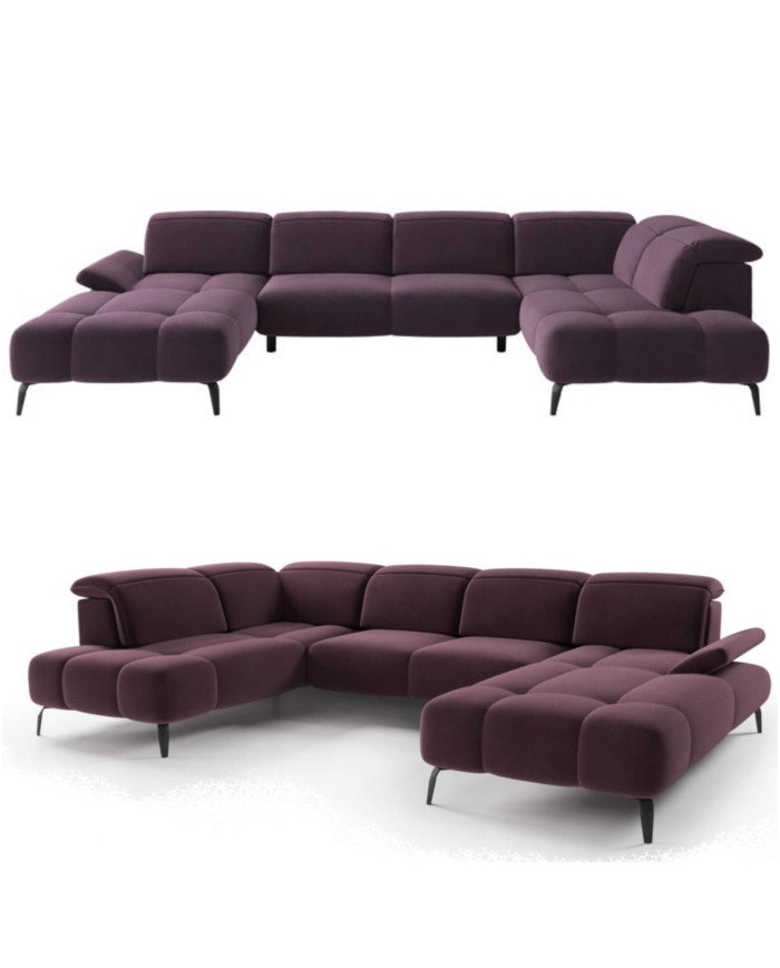 Narożnik Manson U-form, elektryczny wysuw siedziska, regulowane zagłówki i podłokietniki, COMFORTEO