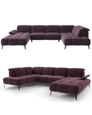 Narożnik Manson U-form, elektryczny wysuw siedziska, regulowane zagłówki i podłokietniki, COMFORTEO