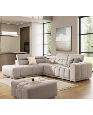 Narożnik Augusto 3FB+R+OS, funkcja spania, topper, pojemnik, regulowane zagłówki, Stagra