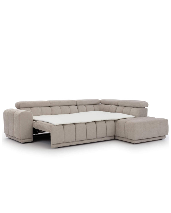 Narożnik Augusto 3FB+R+OS, funkcja spania, topper, pojemnik, regulowane zagłówki, Stagra