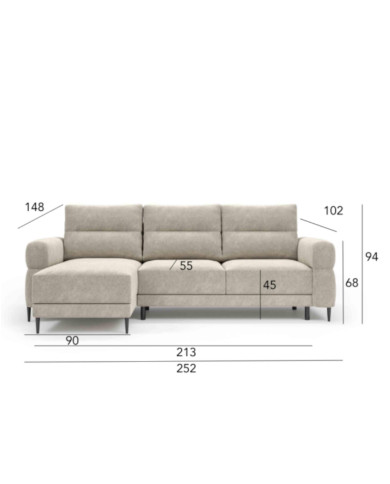 Narożnik Nordic Otwarty, funkcja spania, pojemnik, COMFORTEO