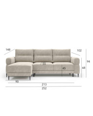 Narożnik Nordic Otwarty, funkcja spania, pojemnik, COMFORTEO