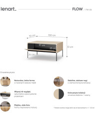 Stolik kawowy Flow FW-06, zamykana półka, Dąb vincenza bielona/ Czarny, LENART