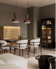 Komoda Flow FW-02 z oświetleniem, czterodrzwiowa, Dąb vincenza bielona/ Czarny, LENART