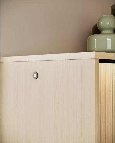 Komoda Flow FW-02 z oświetleniem, czterodrzwiowa, Dąb vincenza bielona/ Czarny, LENART