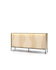 Komoda Flow FW-03 z oświetleniem, trzydrzwiowa, Dąb vincenza bielona/ Czarny, LENART