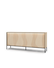 Komoda Flow FW-04 z oświetleniem, czterodrzwiowa, Dąb vincenza bielona/ Czarny, LENART