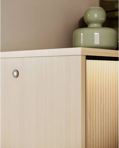 Komoda Flow FW-04 z oświetleniem, czterodrzwiowa, Dąb vincenza bielona/ Czarny, LENART