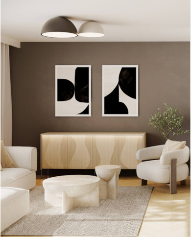 Komoda Flow FW-04 z oświetleniem, czterodrzwiowa, Dąb vincenza bielona/ Czarny, LENART