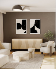 Komoda Flow FW-04 z oświetleniem, czterodrzwiowa, Dąb vincenza bielona/ Czarny, LENART