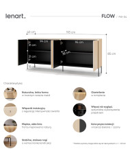 Komoda Flow FW-04 z oświetleniem, czterodrzwiowa, Dąb vincenza bielona/ Czarny, LENART