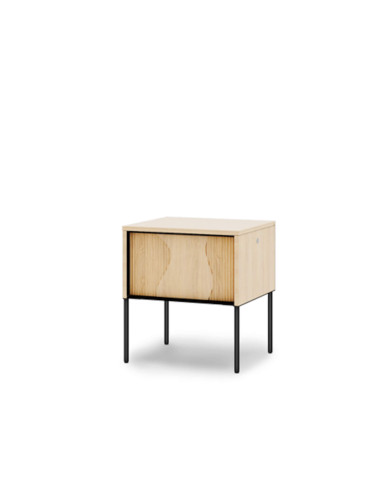 Szafka nocna Flow FW-07 z oświetleniem i szufladą, Dąb vincenza bielona/ Czarny, LENART