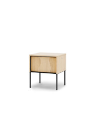 Szafka nocna Flow FW-07 z oświetleniem i szufladą, Dąb vincenza bielona/ Czarny, LENART