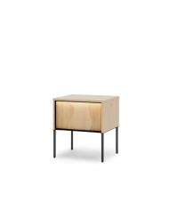 Szafka nocna Flow FW-07 z oświetleniem i szufladą, Dąb vincenza bielona/ Czarny, LENART