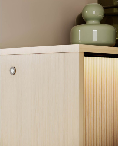 Szafka nocna Flow FW-07 z oświetleniem i szufladą, Dąb vincenza bielona/ Czarny, LENART