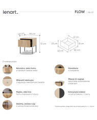 Szafka nocna Flow FW-07 z oświetleniem i szufladą, Dąb vincenza bielona/ Czarny, LENART