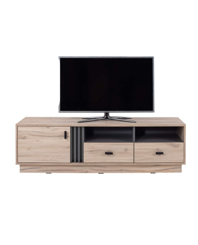 Szafka RTV Allmo AL6, z drzwiami, wnęką i szufladami, Dąb estana jasny/ Antracyt, MEBLAR