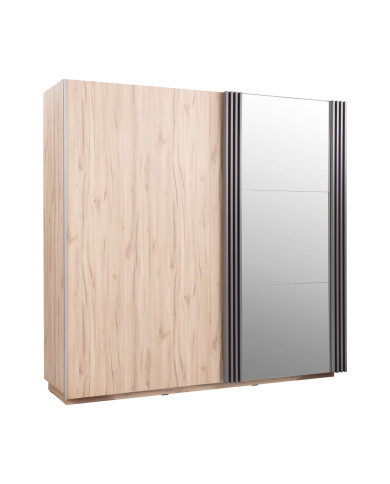 Szafa przesuwna Allmo AL15, półki, drążek, dwudrzwiowa, Dąb estana jasny/ Antracyt, MEBLAR