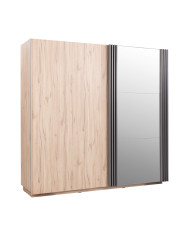 Szafa przesuwna Allmo AL15, półki, drążek, dwudrzwiowa, Dąb estana jasny/ Antracyt, MEBLAR