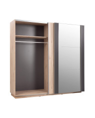 Szafa przesuwna Allmo AL15, półki, drążek, dwudrzwiowa, Dąb estana jasny/ Antracyt, MEBLAR