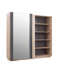 Szafa przesuwna Allmo AL15, półki, drążek, dwudrzwiowa, Dąb estana jasny/ Antracyt, MEBLAR