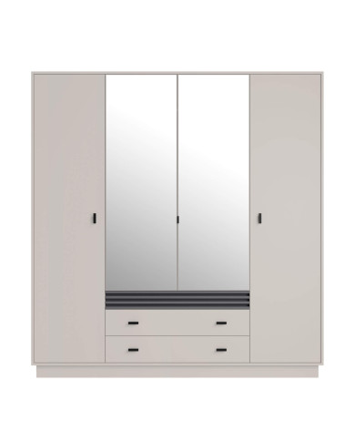 Szafa AL16, czterodrzwiowa, z lustrami i szufladami, Kaszmir/ Antracyt, MEBLAR