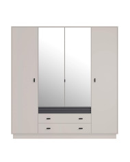 Szafa Allmo AL16, czterodrzwiowa, z lustrami i szufladami, Kaszmir/ Antracyt, MEBLAR