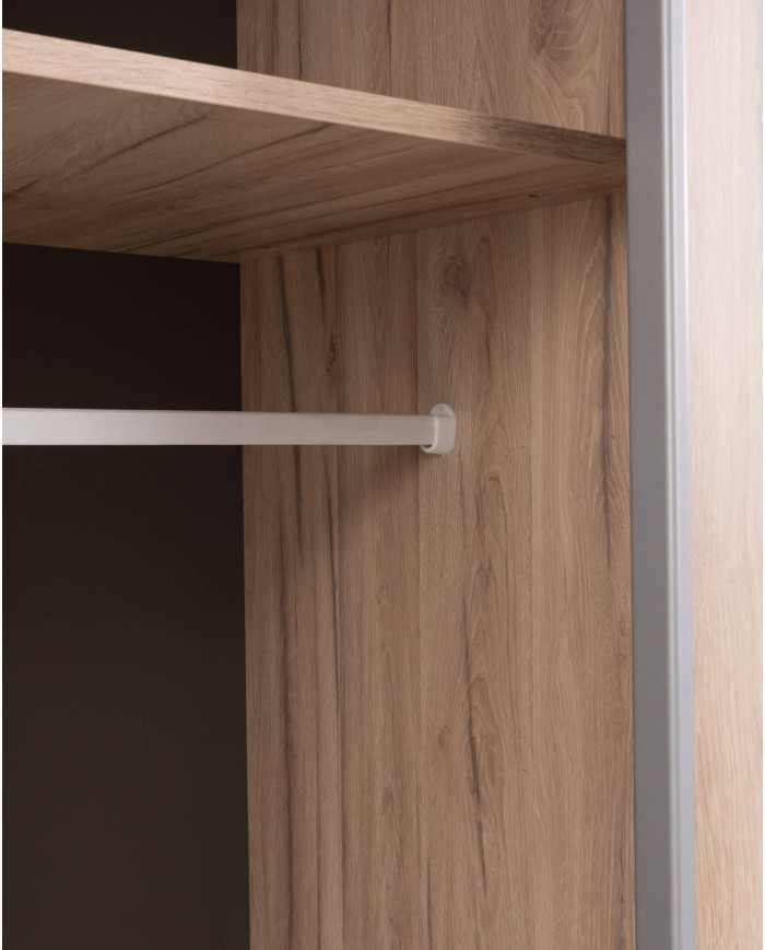 Szafa Allmo AL16, czterodrzwiowa, z lustrami i szufladami, Dąb estana jasny/ Antracyt, MEBLAR