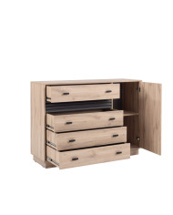 Komoda Allmo AL17, drzwi, szuflady, Dąb estena jasny/ Antracyt, MEBLAR