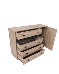 Komoda Allmo AL17, drzwi, szuflady, Dąb estena jasny/ Antracyt, MEBLAR