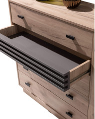 Komoda Allmo AL17, drzwi, szuflady, Dąb estena jasny/ Antracyt, MEBLAR