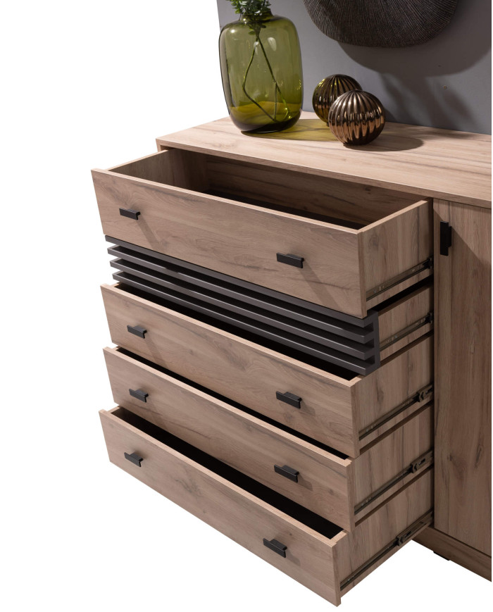 Komoda Allmo AL17, drzwi, szuflady, Dąb estena jasny/ Antracyt, MEBLAR