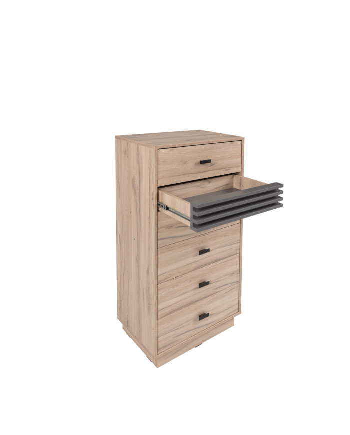 Komoda Allmo AL18, z szufladami, Dąb estana jasny/ Antracyt, MEBLAR