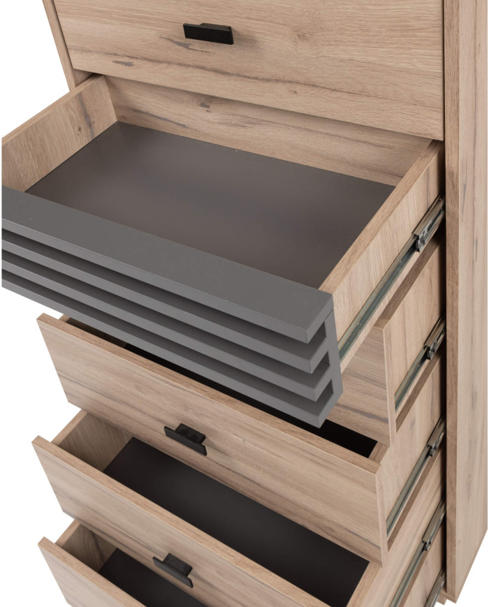 Komoda Allmo AL18, z szufladami, Dąb estana jasny/ Antracyt, MEBLAR