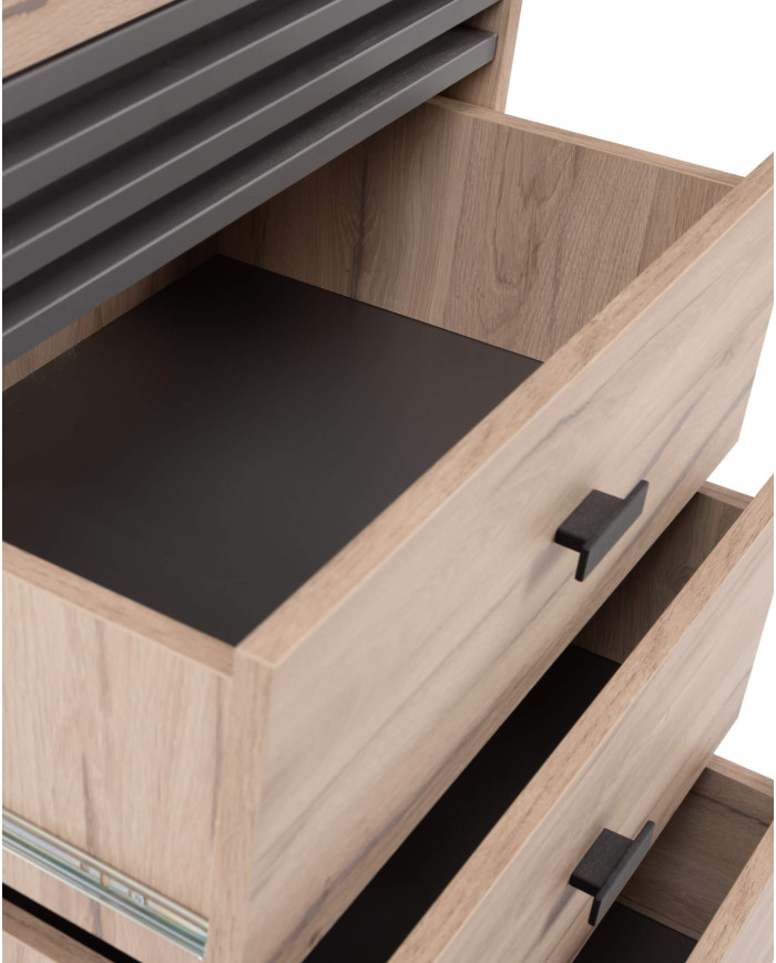 Komoda Allmo AL18, z szufladami, Dąb estana jasny/ Antracyt, MEBLAR