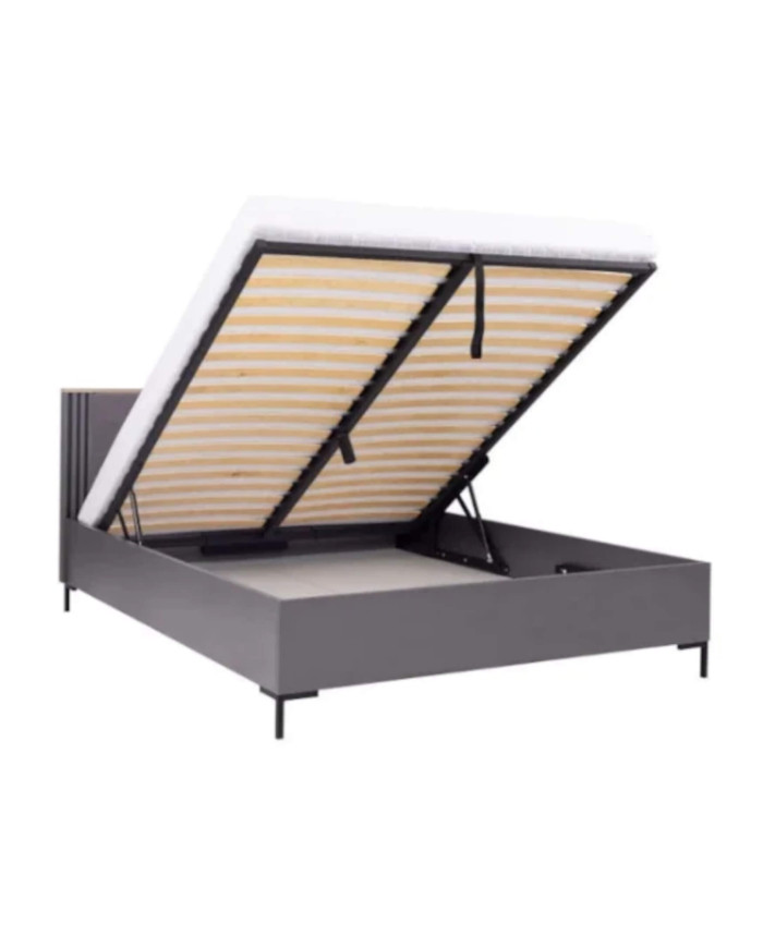 Łóżko Allmo AL19, powierzchnia 160x200 cm, pojemnik, podnośnik, Dąb estana jasny/ Antracyt, MEBLAR