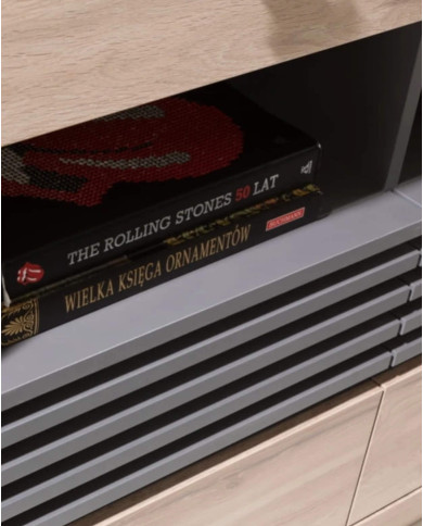 Komoda Allmo AL8, drzwi, szuflady, wnęki regałowe, Dąb estena jasny/ Antracyt, MEBLAR