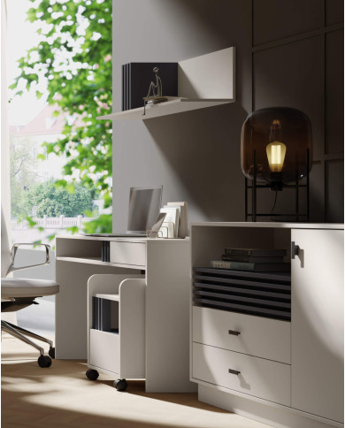 Biurko Allmo AL9, drzwi, szuflada, wnęka regałowa, Kaszmir/ Antracyt, MEBLAR