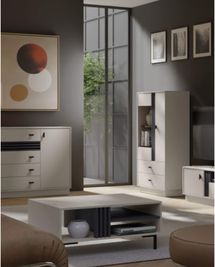 Stolik kawowy Allmo AL14, prostokątny, z półką i wnęką, Kaszmir/ Antracyt, MEBLAR