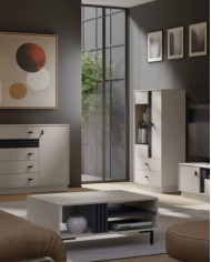 Stolik kawowy Allmo AL14, prostokątny, z półką i wnęką, Kaszmir/ Antracyt, MEBLAR